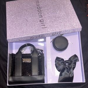 Madden Girl Black Sequin Mini Bag Set